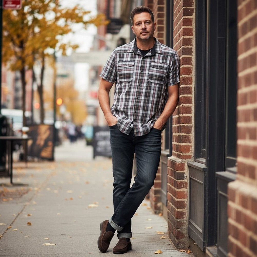 Comune Button-Up Snap Shirt Men's M